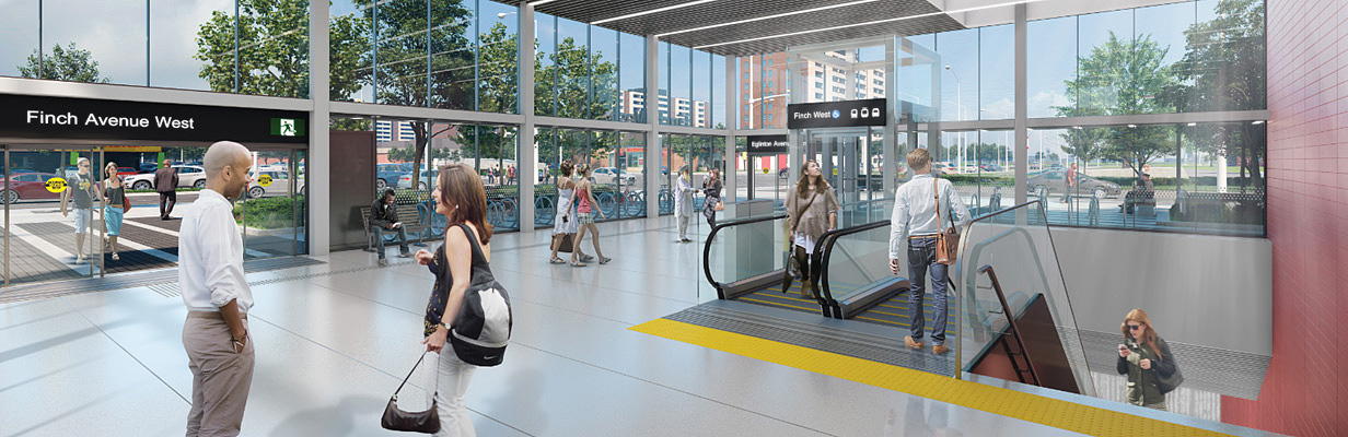 Illustration of Finch West LRT station interior